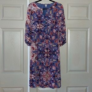 Floral midi with 3/4 sleeves.